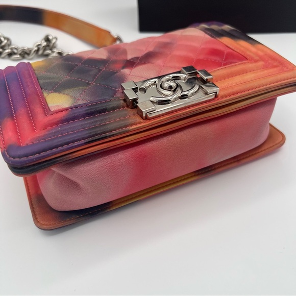 Authentic Chanel Multicolor Quilted Leather Small Flower Power Boy Bag😍❤️ - Picture 8 of 12